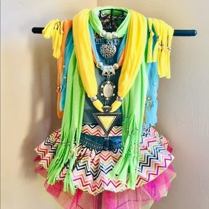 Set of 3 Jewelry scarves (green, yellow, blu/Oran)